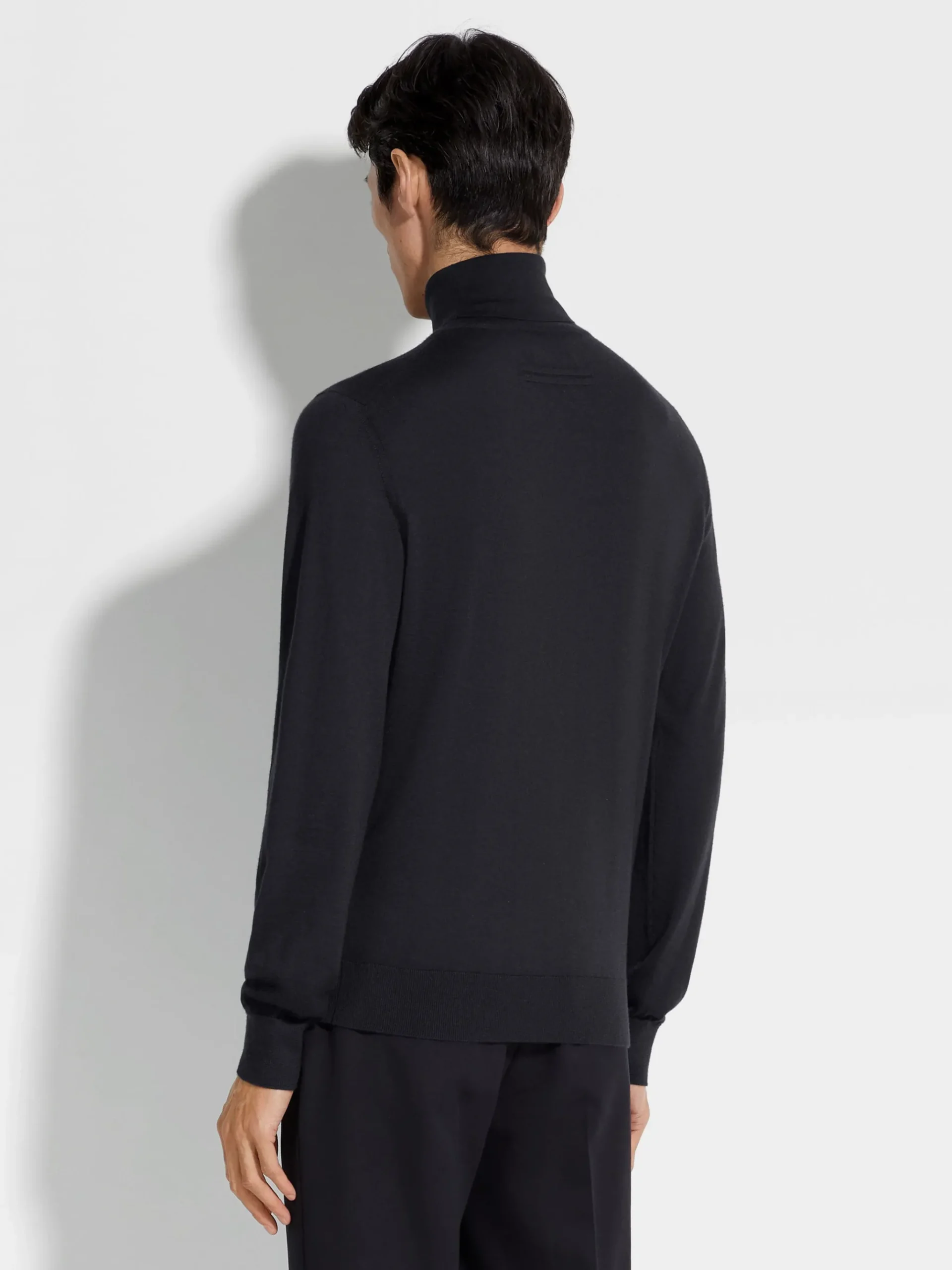 Navy Blue Mélange Cashseta Turtleneck