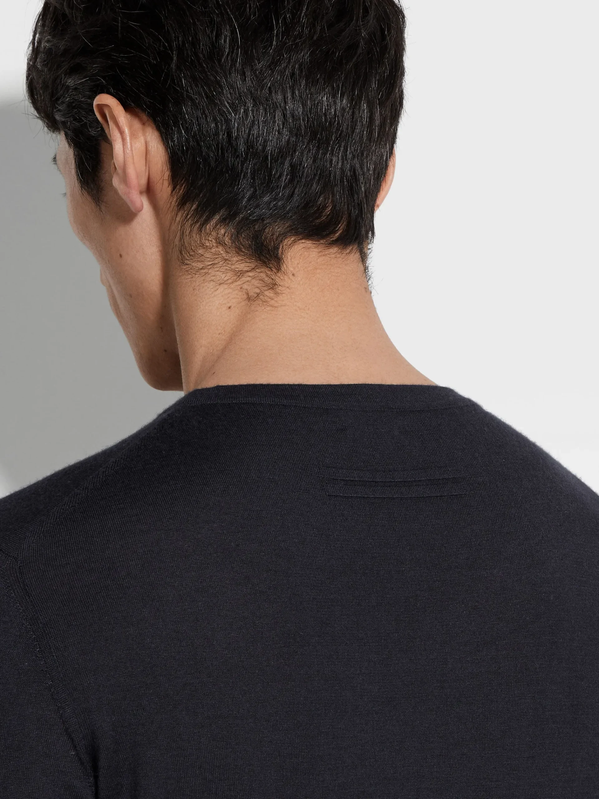 Navy Blue Mélange Cashseta Crewneck