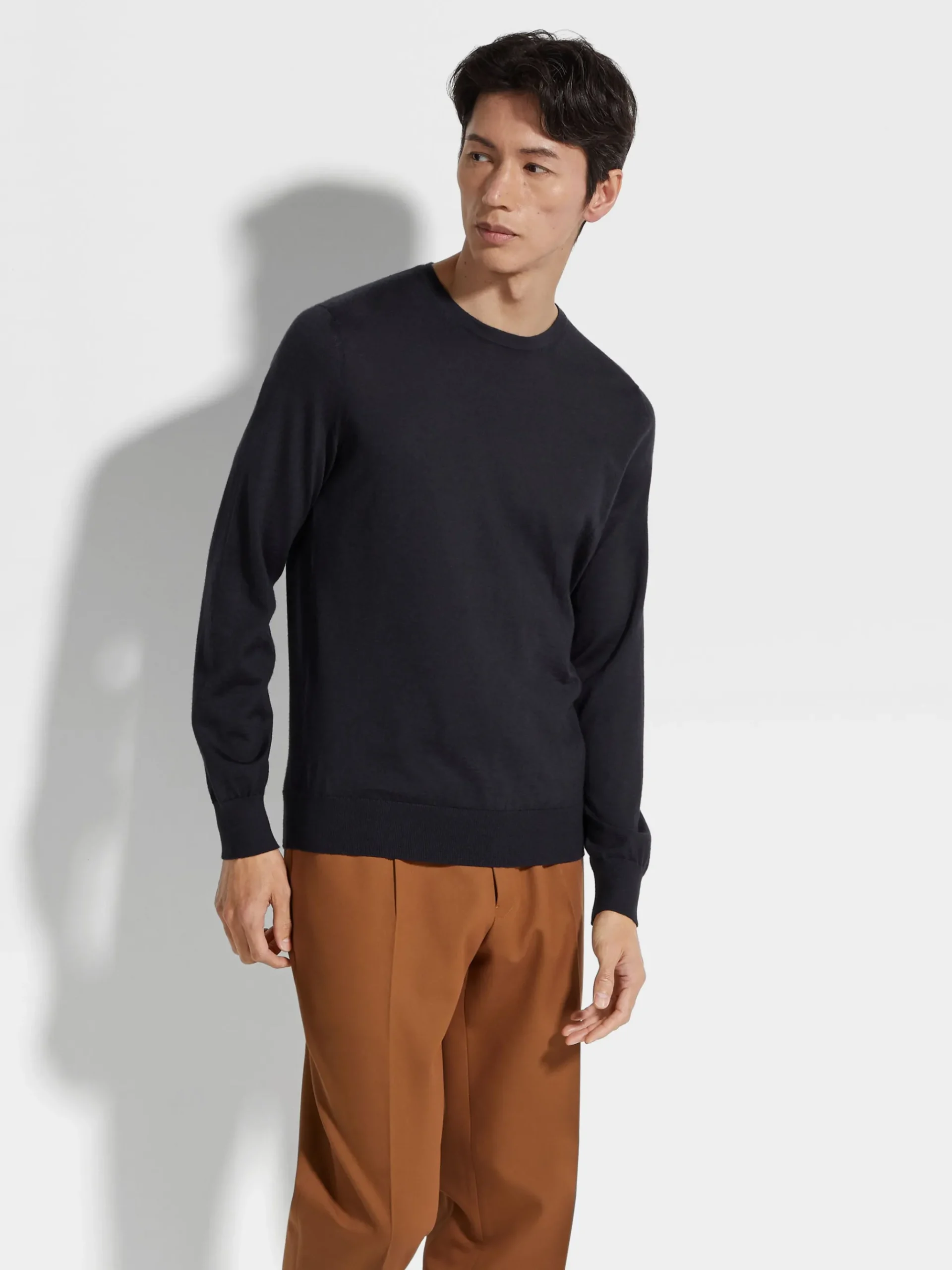 Navy Blue Mélange Cashseta Crewneck