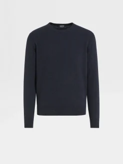 Navy Blue Mélange Oasi Cashmere Crewneck
