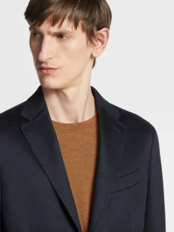 Navy Blue Oasi Cashmere Shirt Jacket