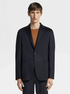 Navy Blue Oasi Cashmere Shirt Jacket