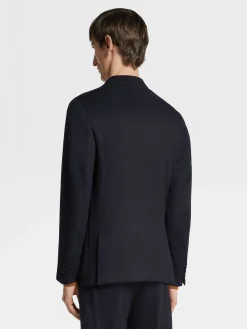 Navy Blue Oasi Cashmere Shirt Jacket