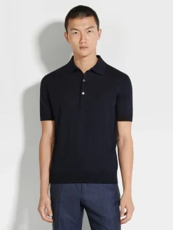 Navy Blue Premium Cotton Polo Shirt