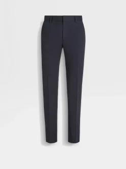 Navy Blue Stretch Cotton Pants