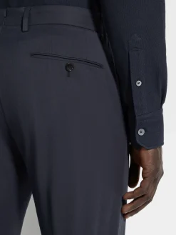 Navy Blue Stretch Cotton Pants