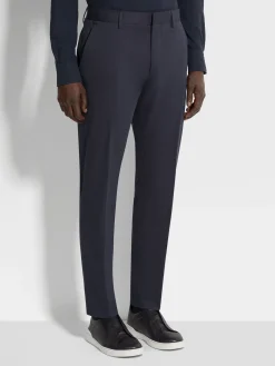 Navy Blue Stretch Cotton Pants