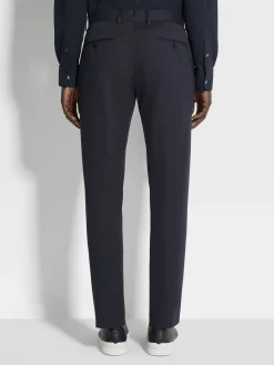 Navy Blue Stretch Cotton Pants
