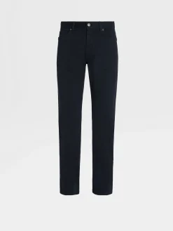 Navy Blue Stretch Cotton Roccia Jeans