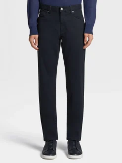 Navy Blue Stretch Cotton Roccia Jeans