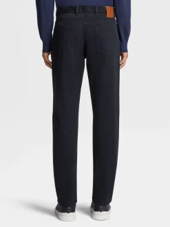 Navy Blue Stretch Cotton Roccia Jeans