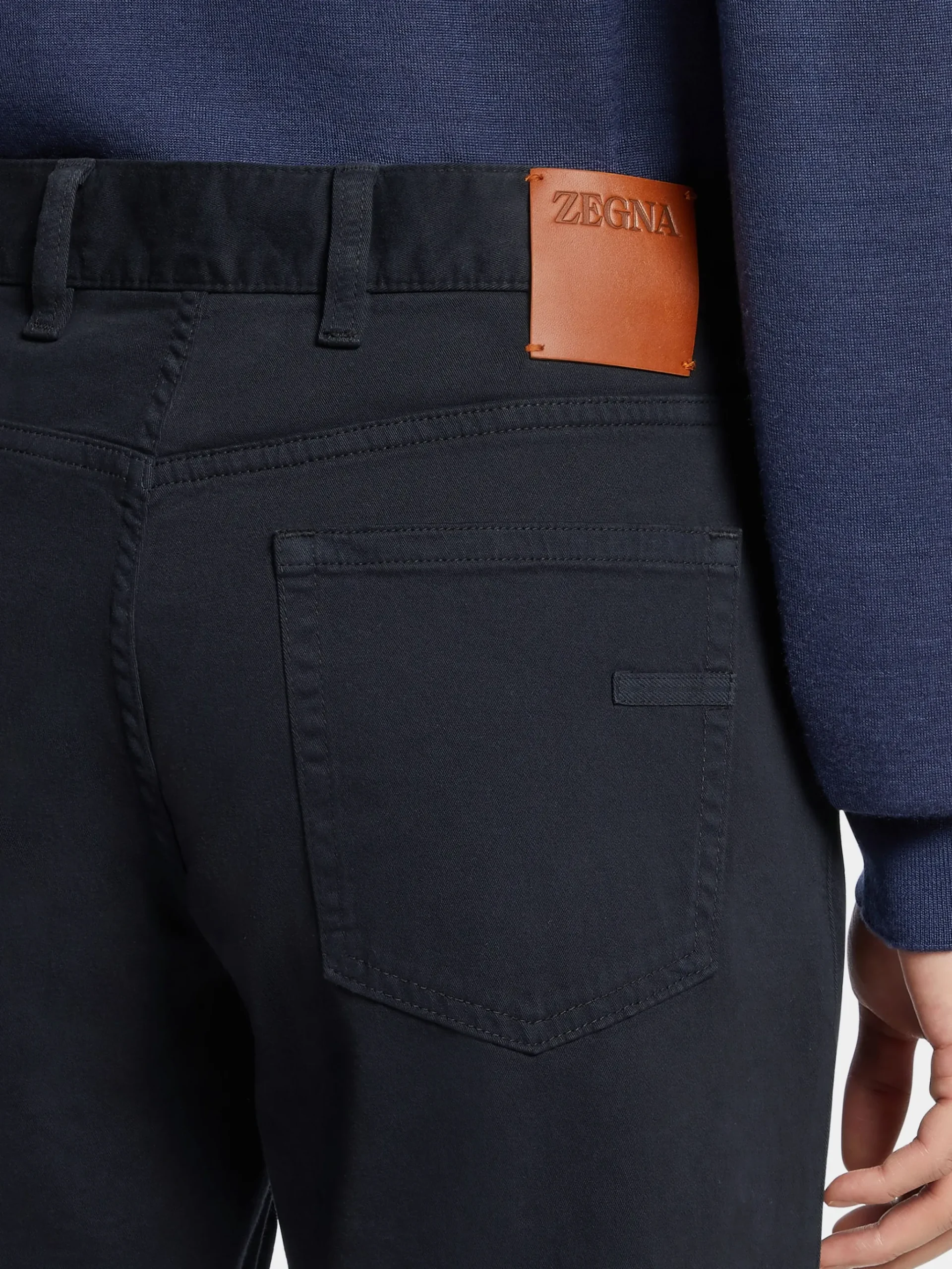 Navy Blue Stretch Cotton Roccia Jeans