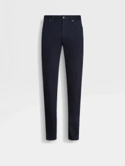 Navy Blue Stretch Cotton Roccia Jeans
