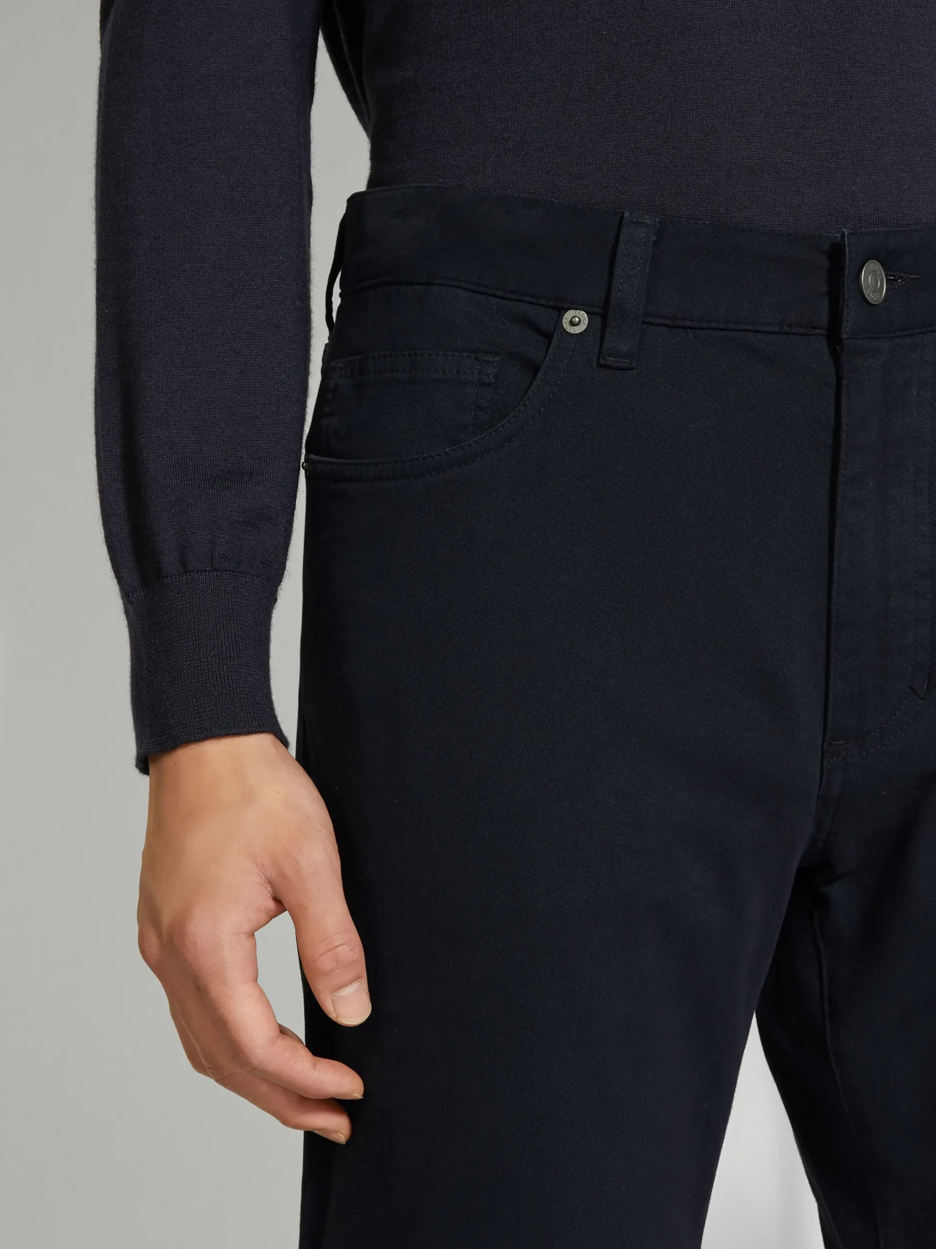 Navy Blue Stretch Cotton Roccia Jeans