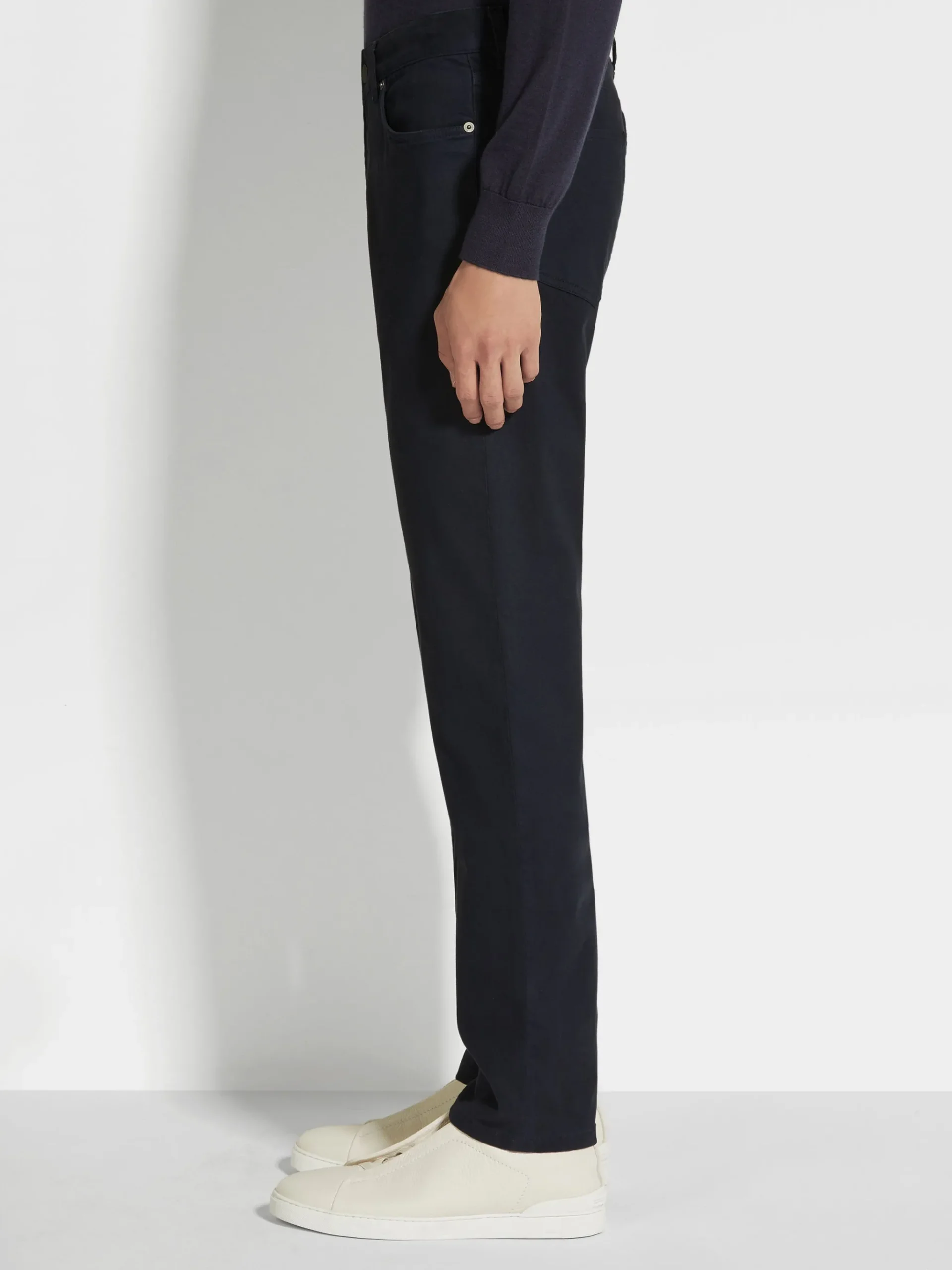 Navy Blue Stretch Cotton Roccia Jeans