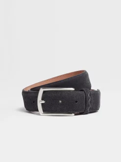 Navy Blue Suede Belt