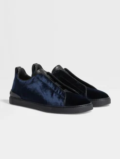 Navy Blue Velvet Triple Stitch™ Sneakers