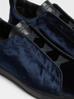 Navy Blue Velvet Triple Stitch™ Sneakers
