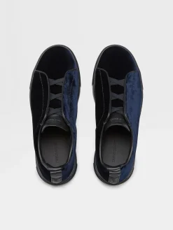 Navy Blue Velvet Triple Stitch™ Sneakers