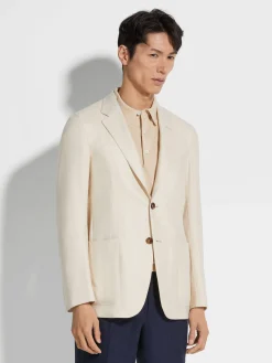 Off White Cashmere Silk and Linen Jacket