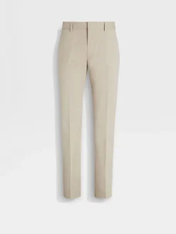 Off White Stretch Cotton Pants