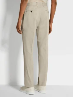 Off White Stretch Cotton Pants