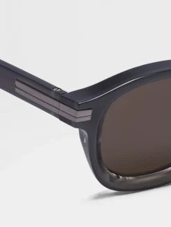 Opal Grey and Striped Grey Aurora I Acetate Sunglasses