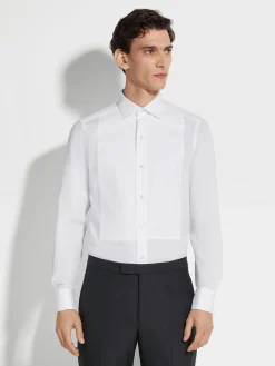 Optical White Cotton Tuxedo Shirt