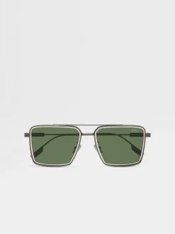 Satin Gunmetal Metal Sunglasses