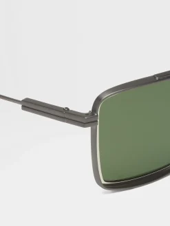 Satin Gunmetal Metal Sunglasses