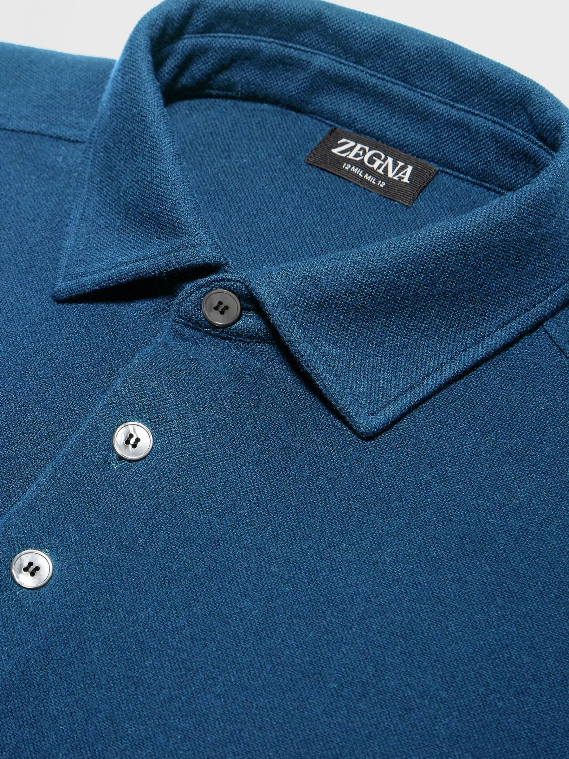 Teal Blue Mélange 12milmil12 Wool Polo Shirt