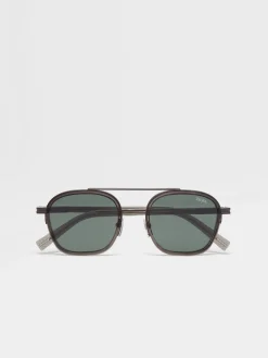Transparent Dark Grey Orizzonte I Acetate and Metal Sunglasses