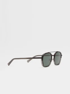 Transparent Dark Grey Orizzonte I Acetate and Metal Sunglasses