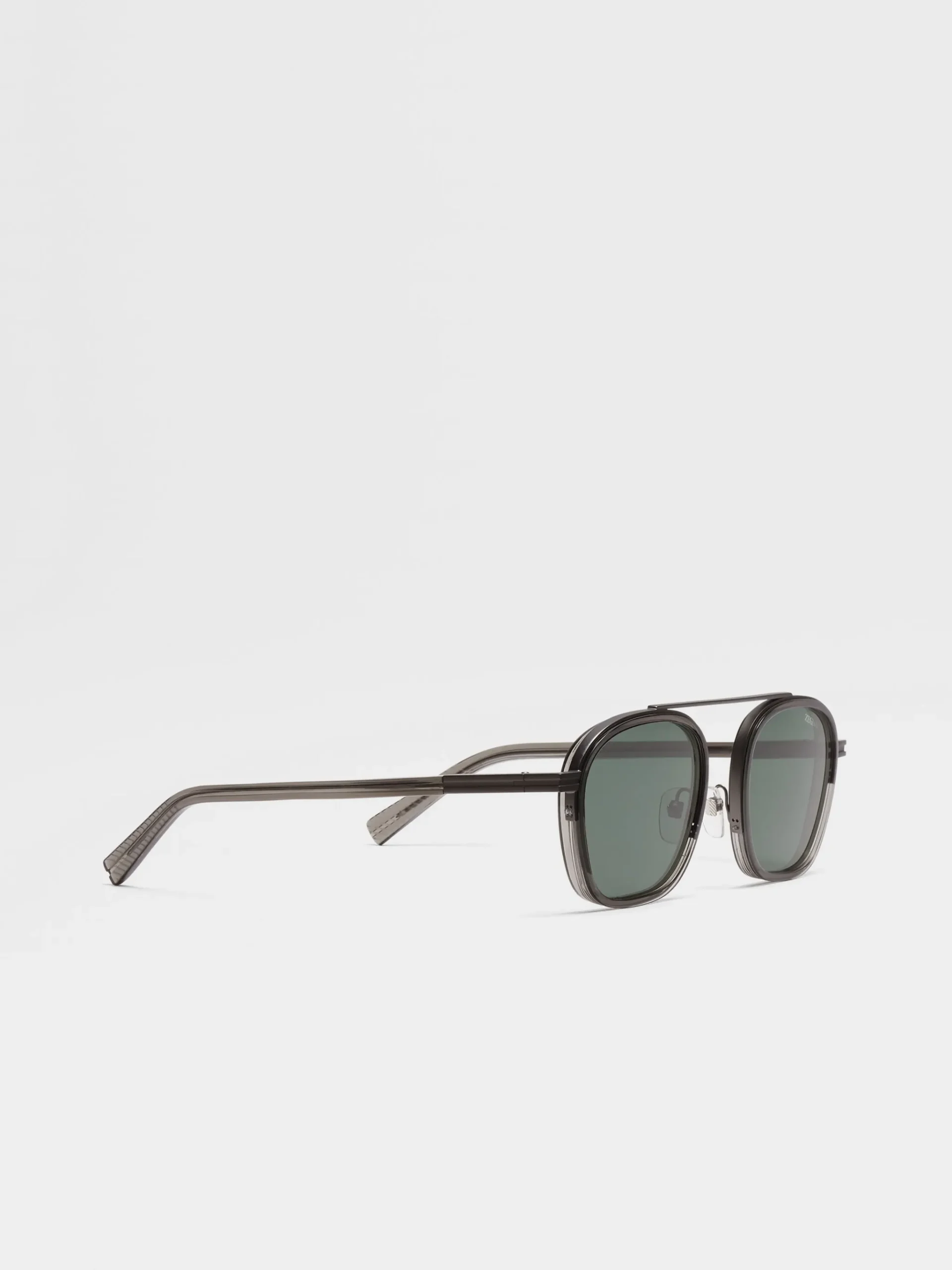 Transparent Dark Grey Orizzonte I Acetate and Metal Sunglasses