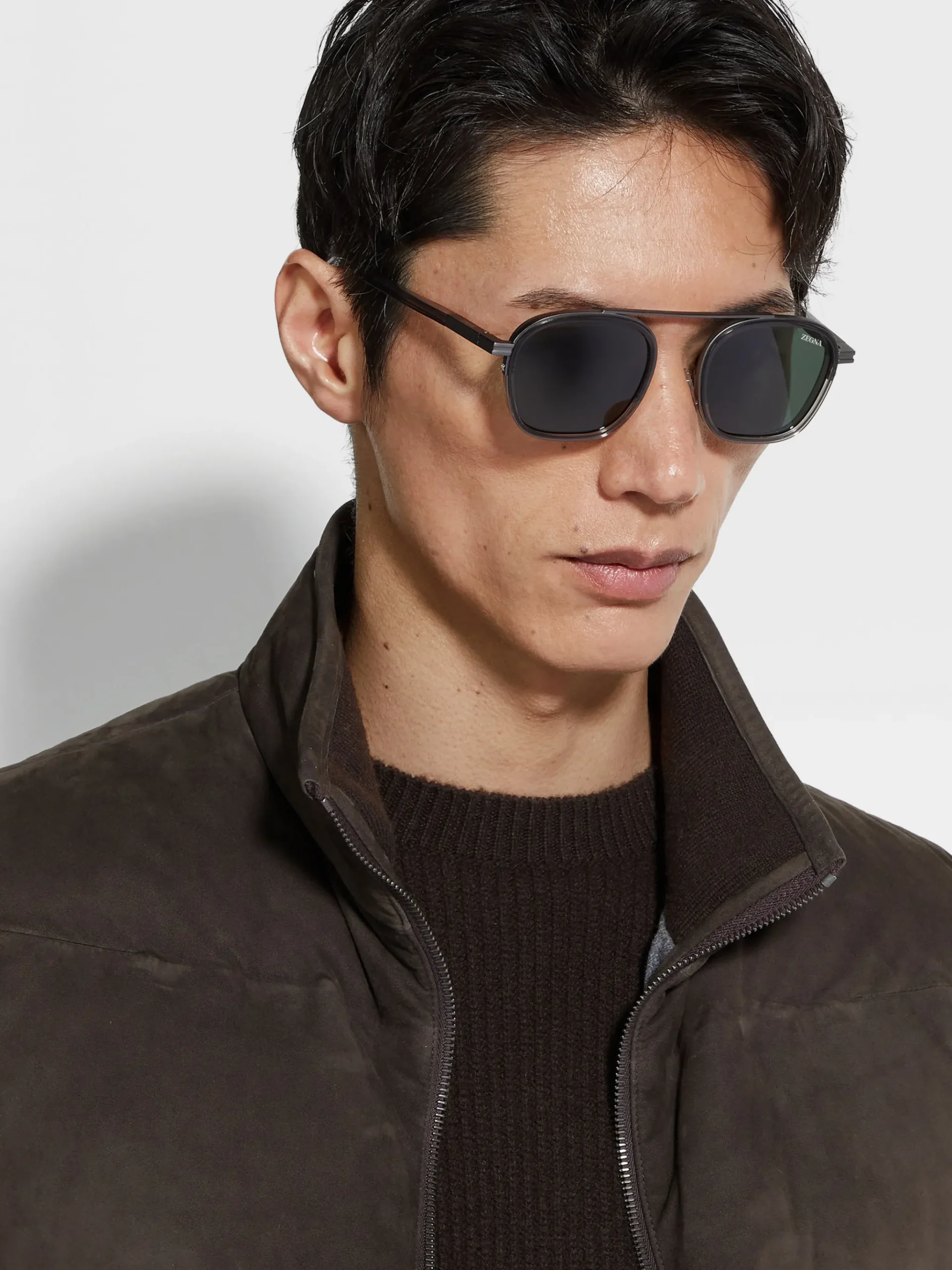 Transparent Dark Grey Orizzonte I Acetate and Metal Sunglasses