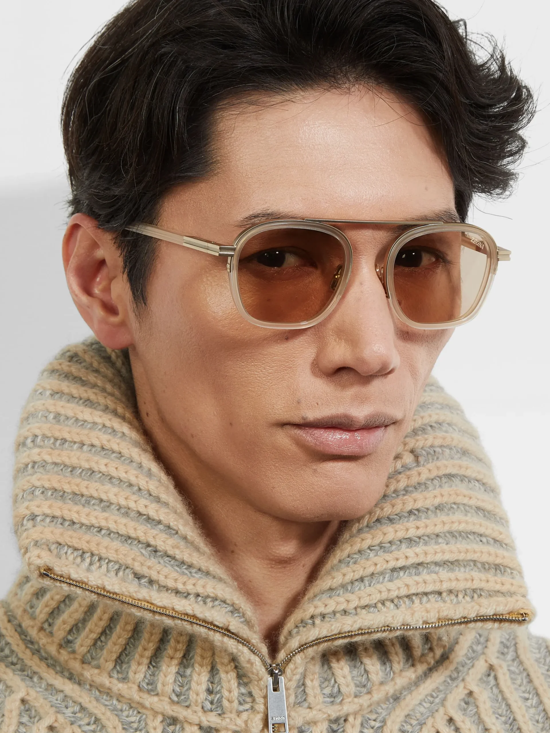 Transparent Dark Grey Orizzonte I Acetate and Metal Sunglasses