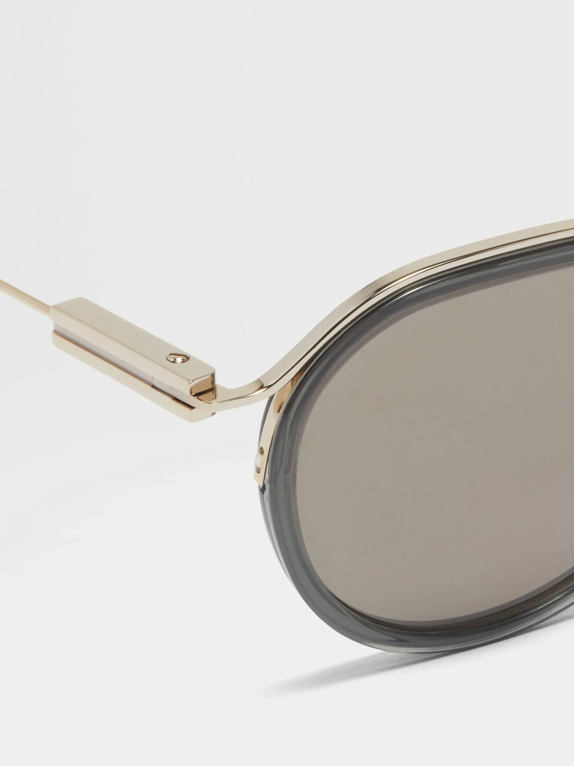 Transparent Green and Pale Gold Acetate and Metal Sunglasses