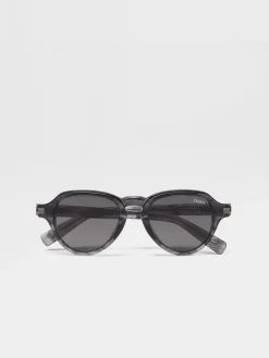 Transparent Grey Havana Acetate Sunglasses