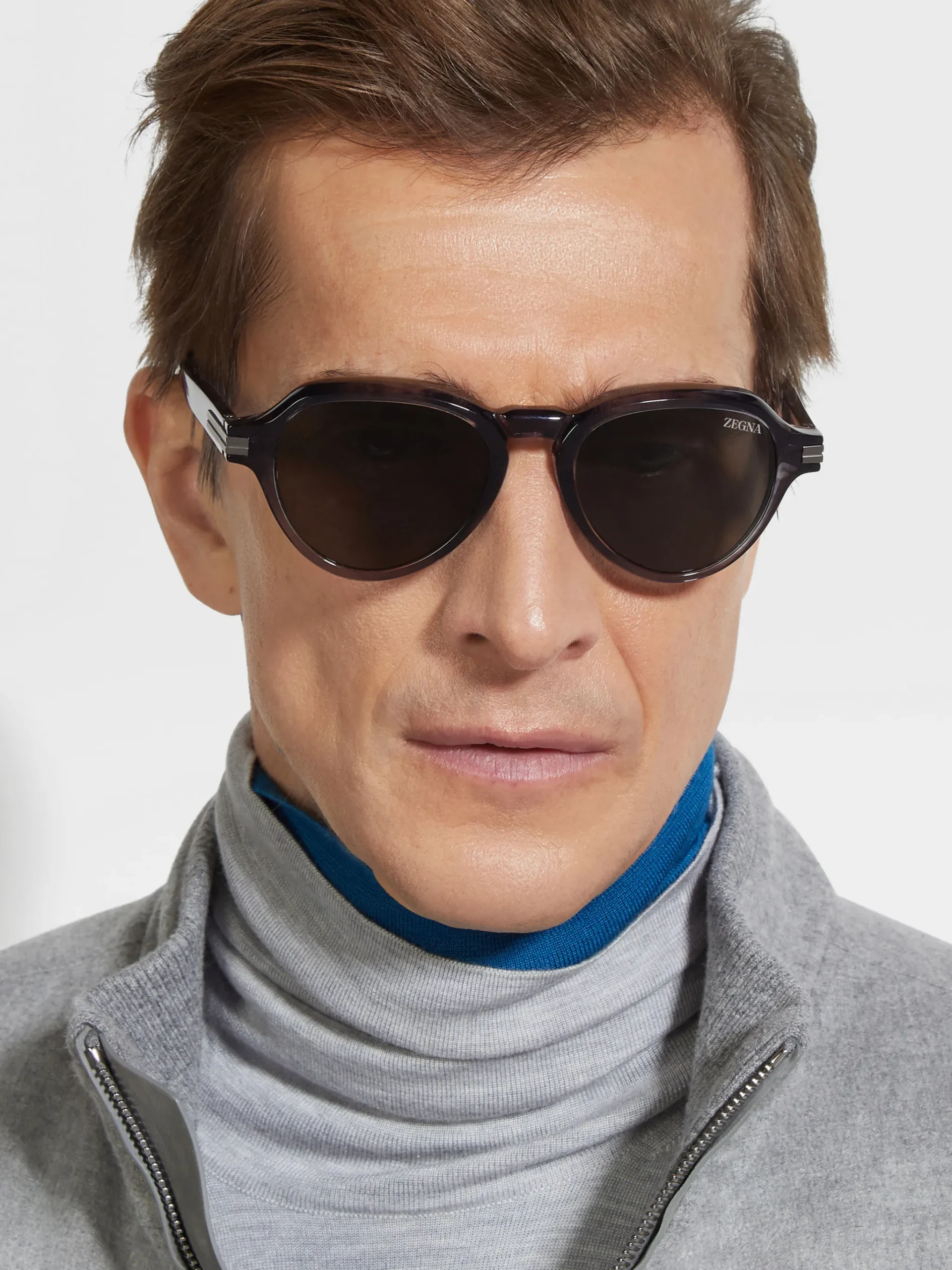 Transparent Grey Havana Acetate Sunglasses