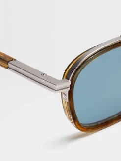 Transparent Light Brown Havana Orizzonte I Acetate and Metal Sunglasses