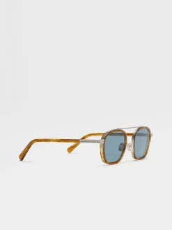 Transparent Light Brown Havana Orizzonte I Acetate and Metal Sunglasses