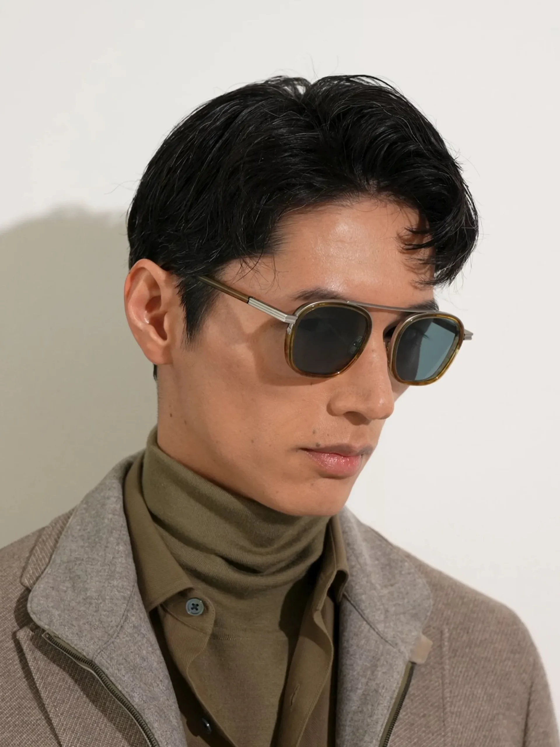 Transparent Light Brown Havana Orizzonte I Acetate and Metal Sunglasses