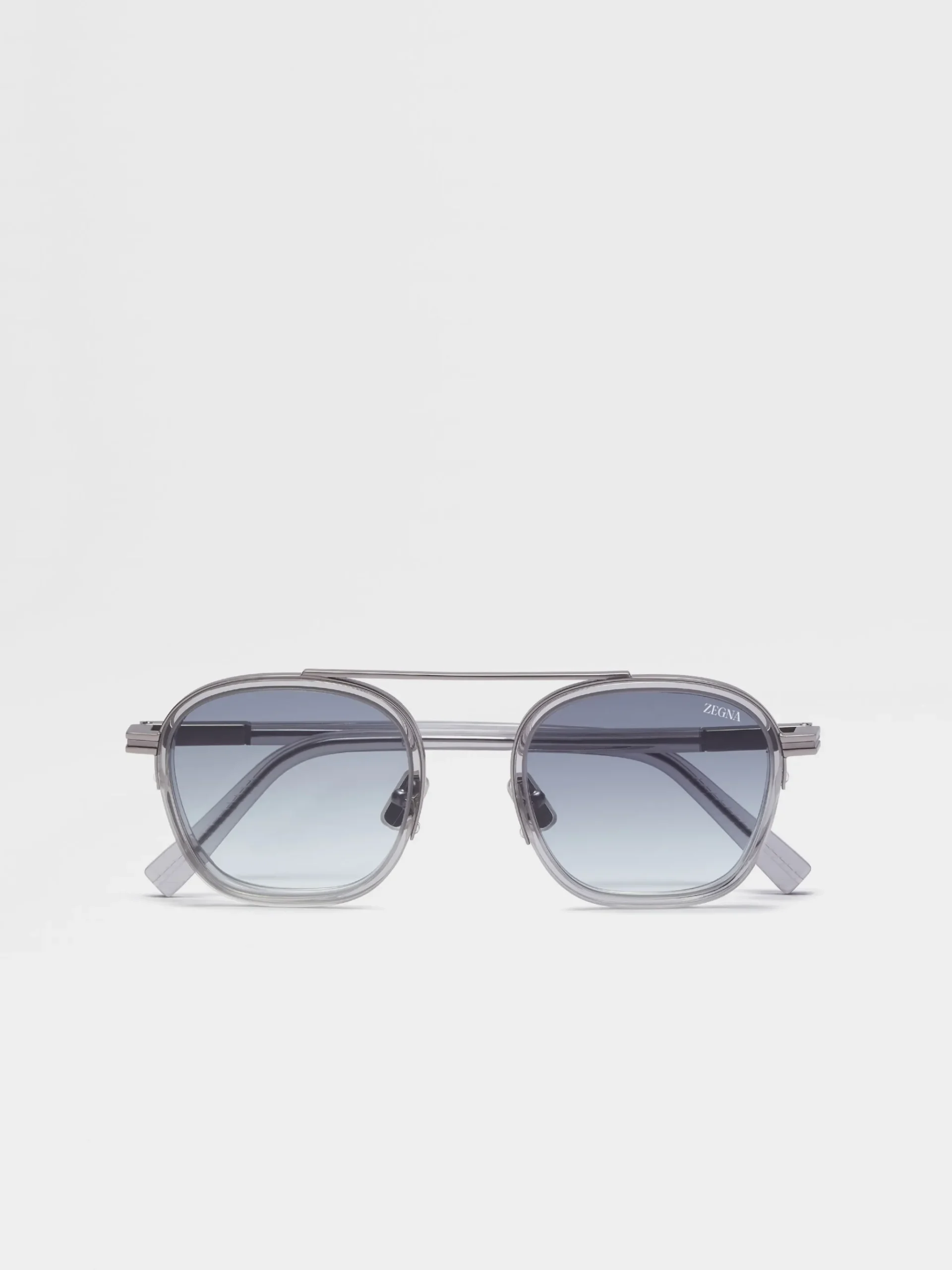 Transparent Light Grey Orizzonte I Acetate and Metal Sunglasses