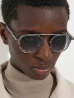 Transparent Light Grey Orizzonte I Acetate and Metal Sunglasses