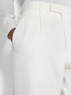 White Cotton and Wool Pants