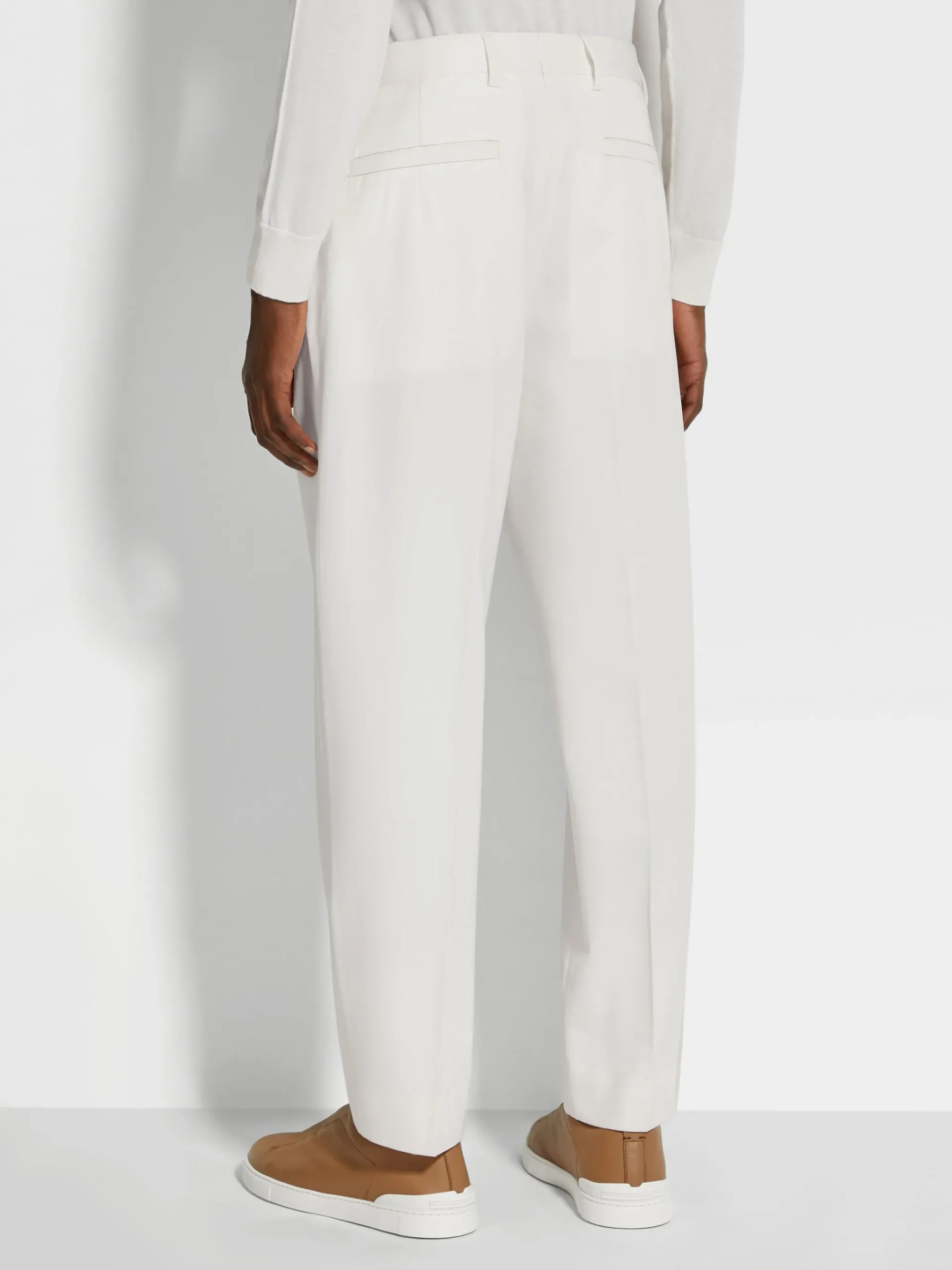 White Cotton and Wool Pants