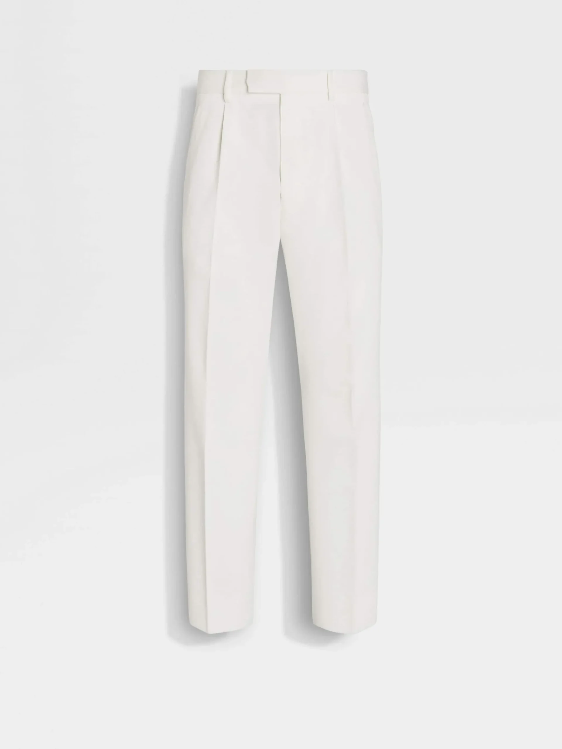 White Cotton and Wool Pants