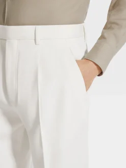 White Cotton and Wool Pants