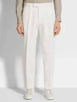 White Cotton and Wool Pants