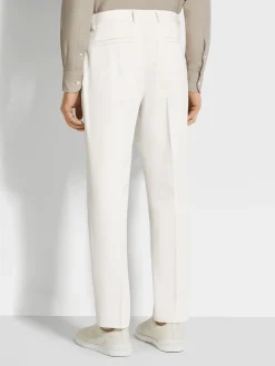 White Cotton and Wool Pants